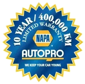NAPA AUTOPRO 10 Year/400,000km Warranty Logo - Lexington Auto Service