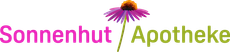Ein Logo für die Sonnenhut Apotheke mit einer Blume in der Mitte