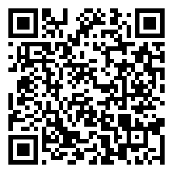 Ein schwarz-weißer QR-Code auf weißem Hintergrund.