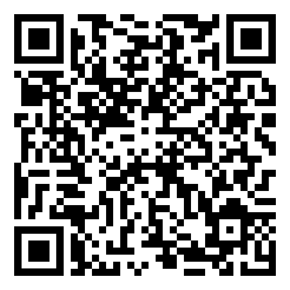 Ein schwarz-weißer QR-Code auf weißem Hintergrund.