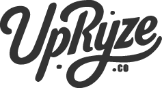 A black and white logo for uprize.co