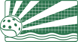 A drawing of a tennis ball on a green checkered background.