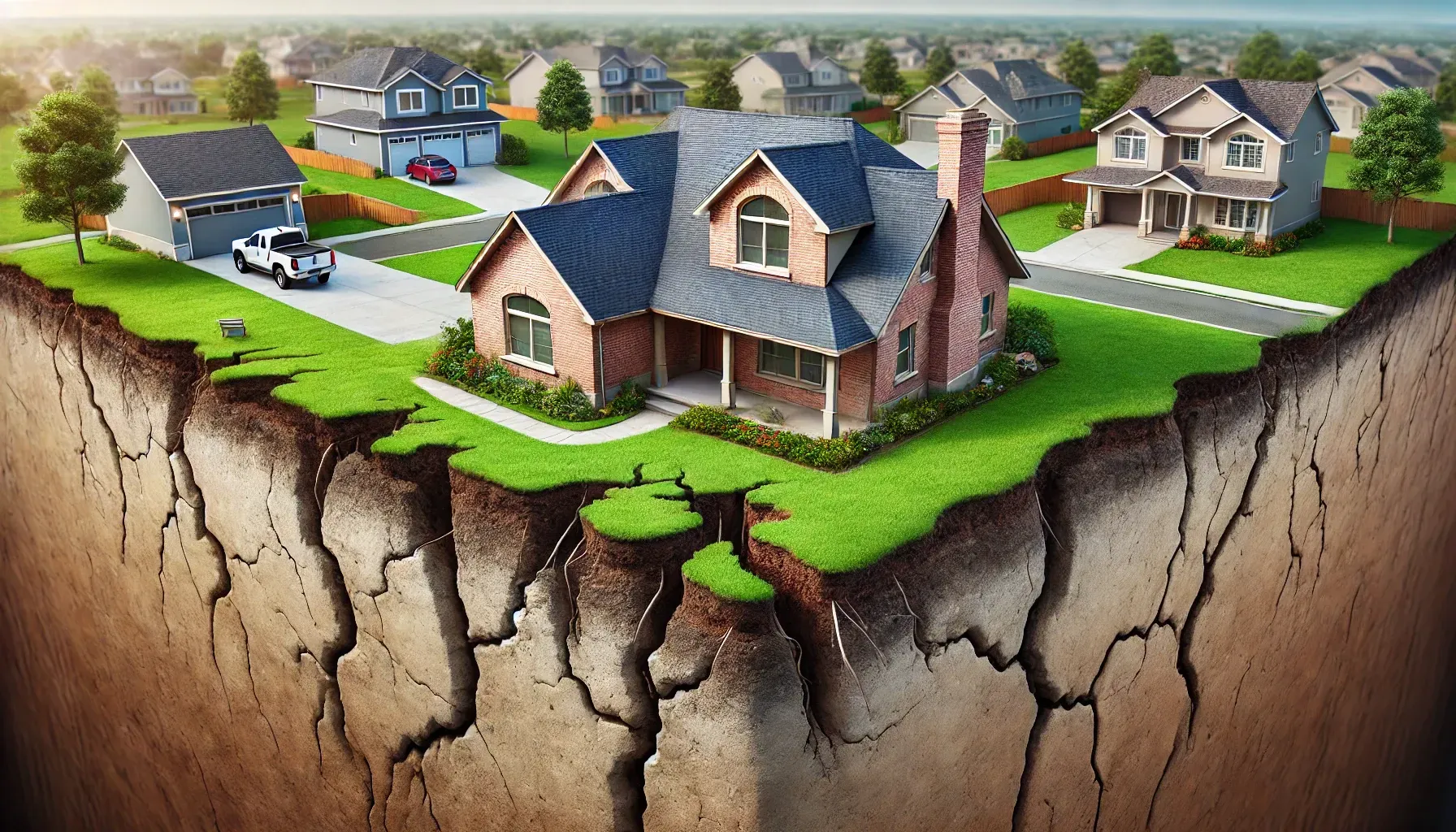 A house which is at risk of developing foundation issue due to unrepaired and weak foundations