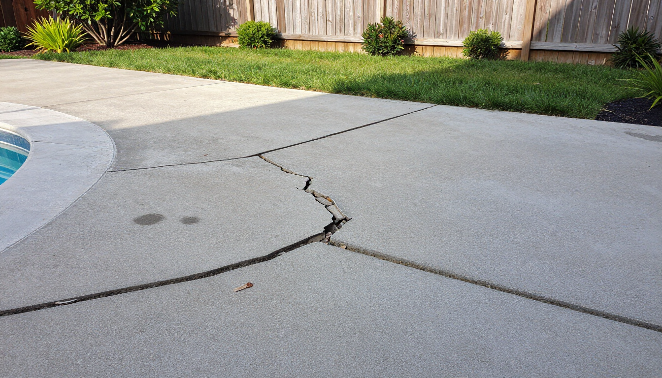 Uneven pool deck hazard