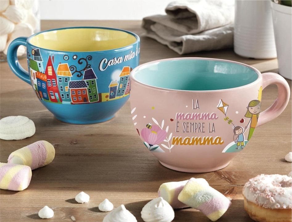 tazze rosa e azzurre
