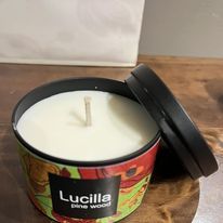 candela profumata con glitter