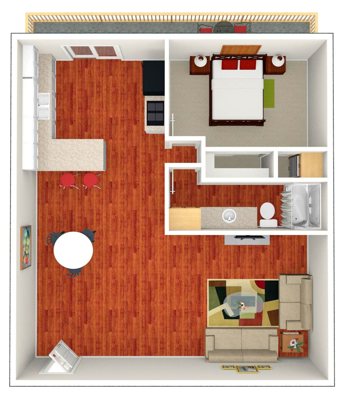 1 BED 1 BATH Floor plan