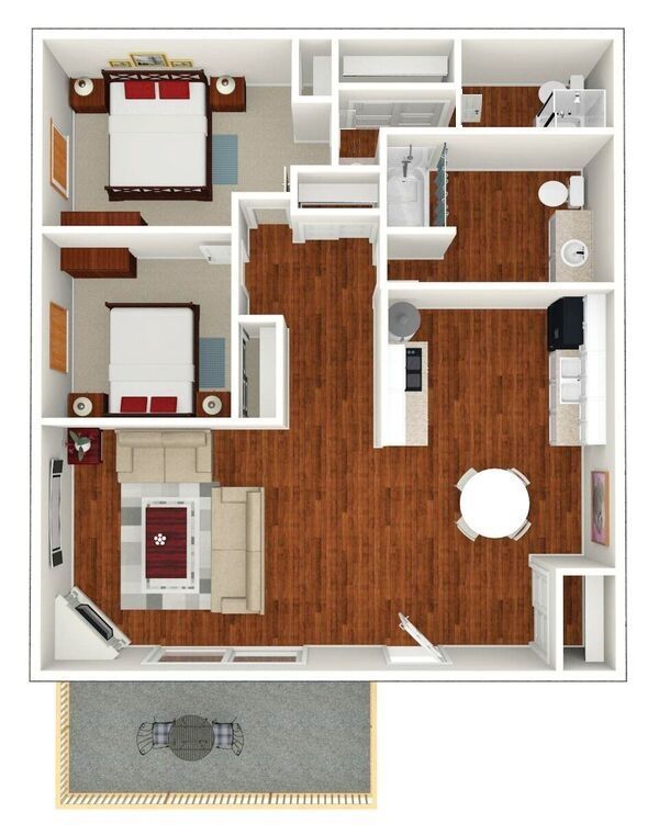 2 BED 2 BATH Floor plan