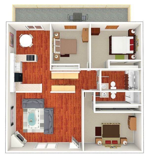 3 BED 2 BATH Floor plan