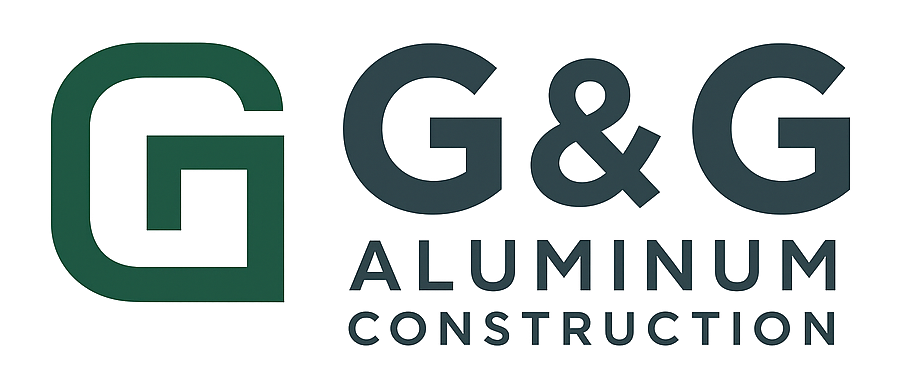 Logo for G&G Aluminum Construction: a green stylized "G" next to dark gray "G & G" with "Aluminum Construction" below.