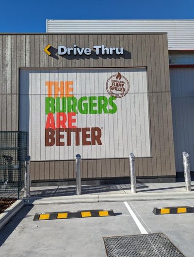 A Drive Thru Sign That Says the Burgers Are Better — Signworld In Mitchell, ACT