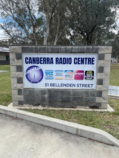 A Sign That Says Canberra Radio Centre on It — Signworld In Mitchell, ACT