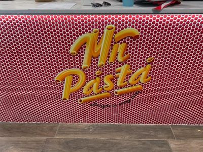 A red and yellow sign for mr. pasta — Signworld In Mitchell, ACT