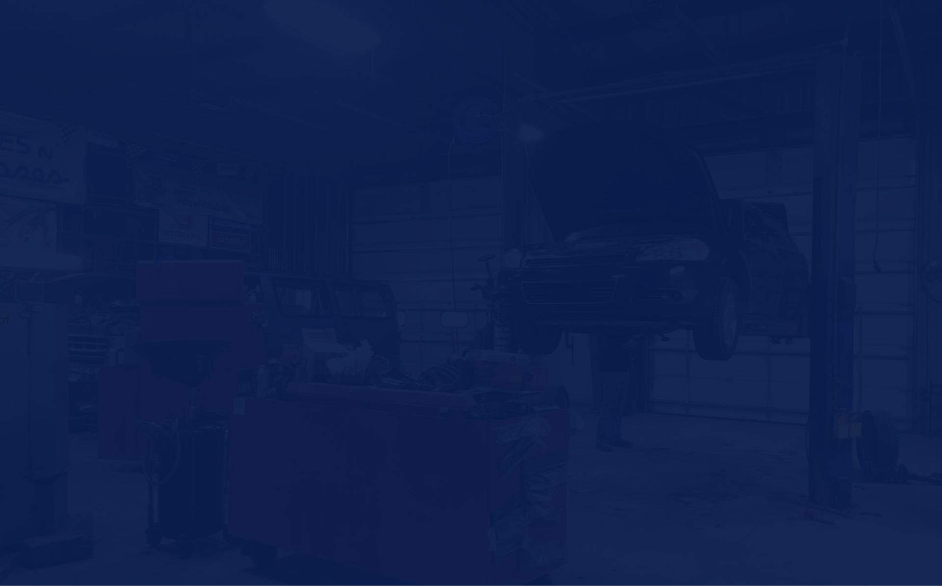 A dark blue background with a lot of images on it | Keck's Repair Inc