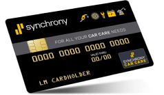 A black credit card that says synchrony for all your car care needs | Keck's Repair Inc