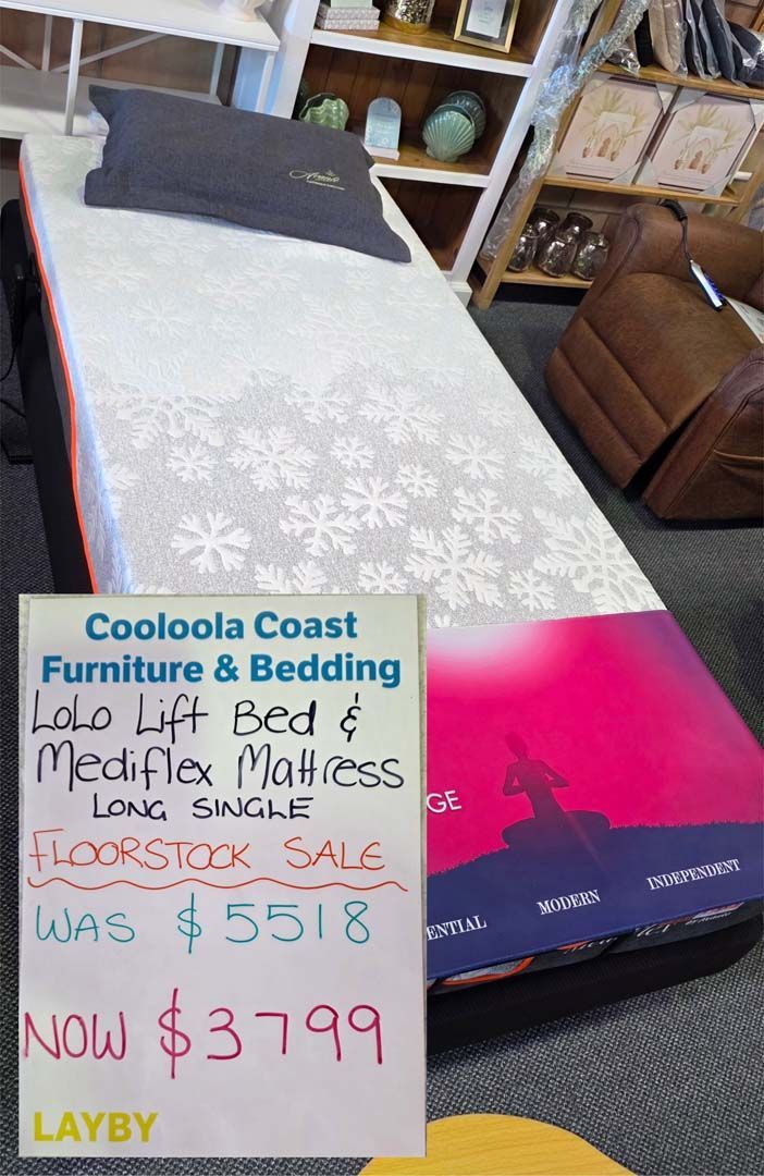 Lolo Lift Bed & Mediflex Mattress Long Single