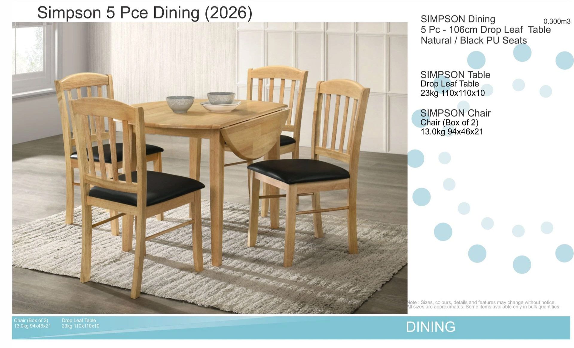 Simpson 5 Pce Dining