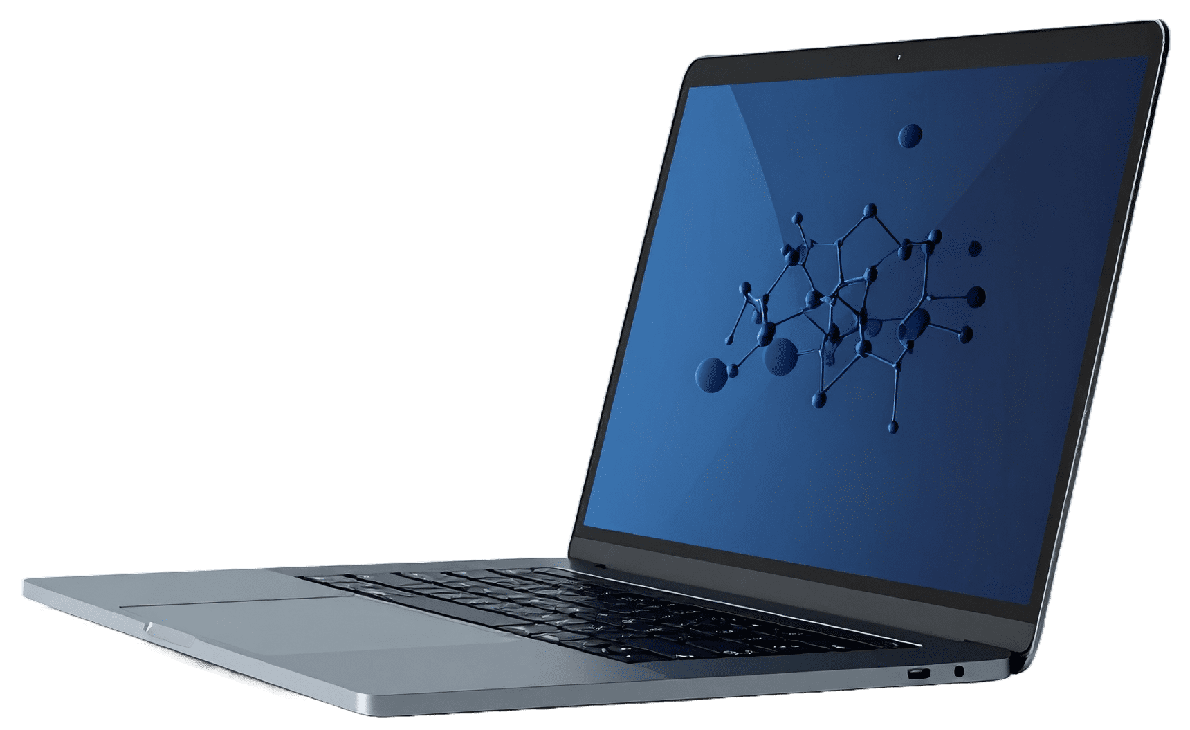 Laptop graphic showing chemistry molecule for online tuition resources
