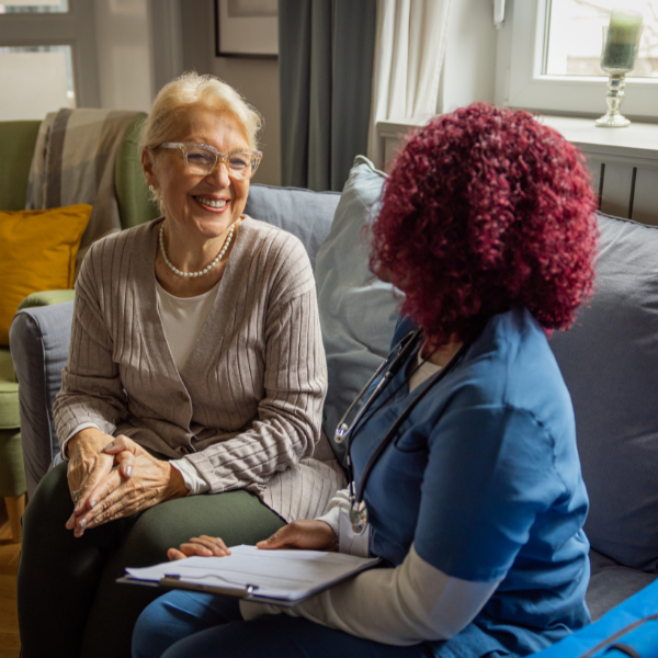 Nurse talking to a woman