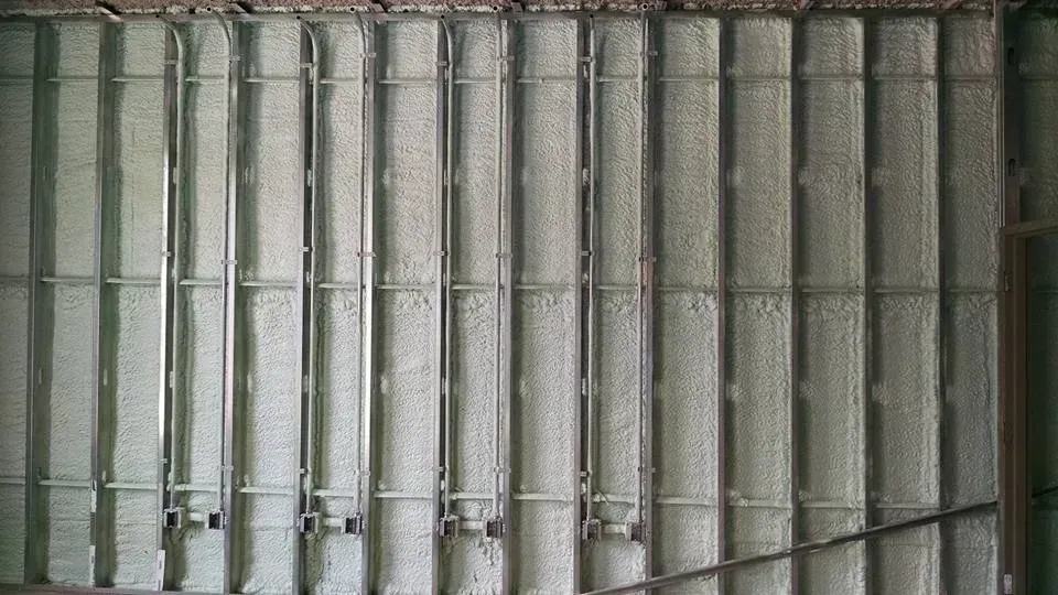 A wall with a lot of foam on it.