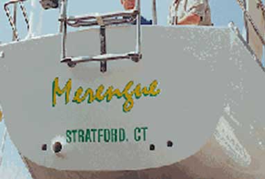 Merengue — Boat lettering  in Mamaroneck, NY