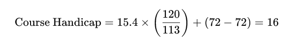 An image of a mathematical equation for course handicap