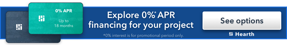 A blue banner that says explore 0% APR financing for your project