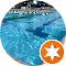 a picture of a swimming pool with a star in the middle .