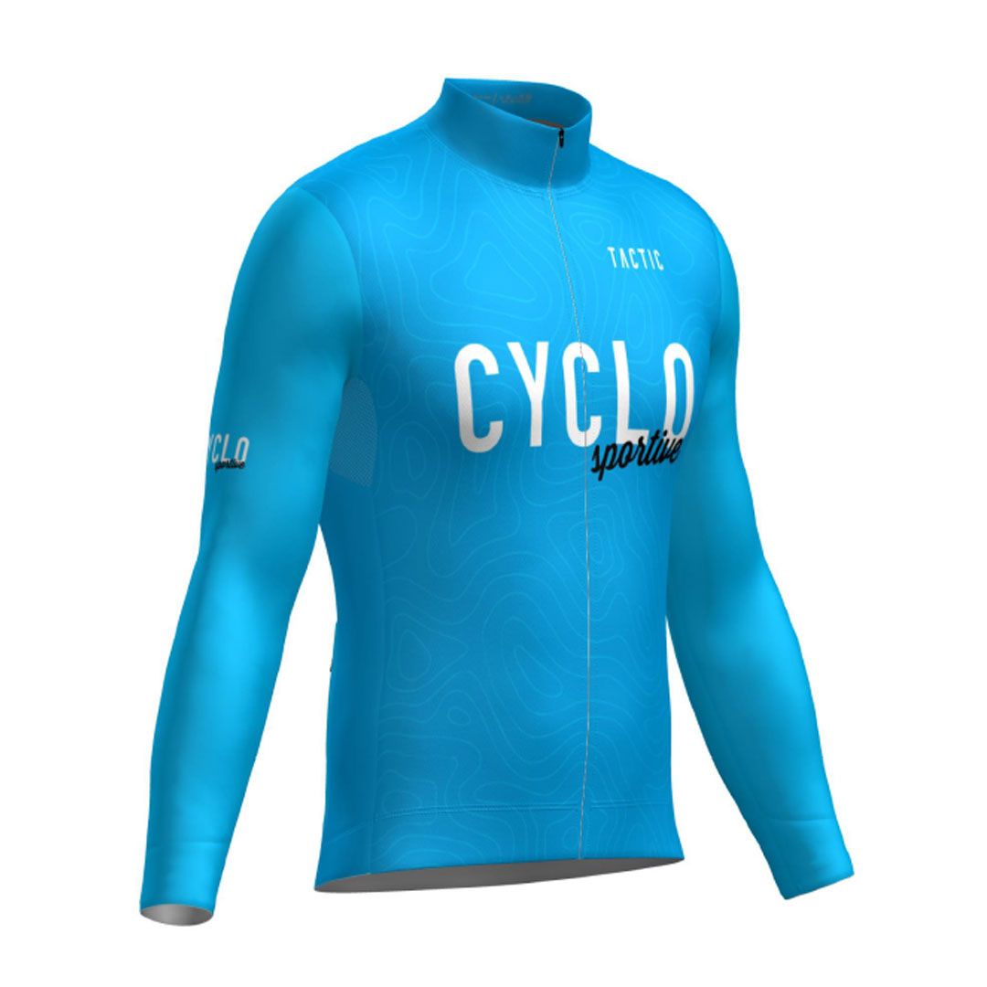 Een blauw shirt met het woord cyclo erop