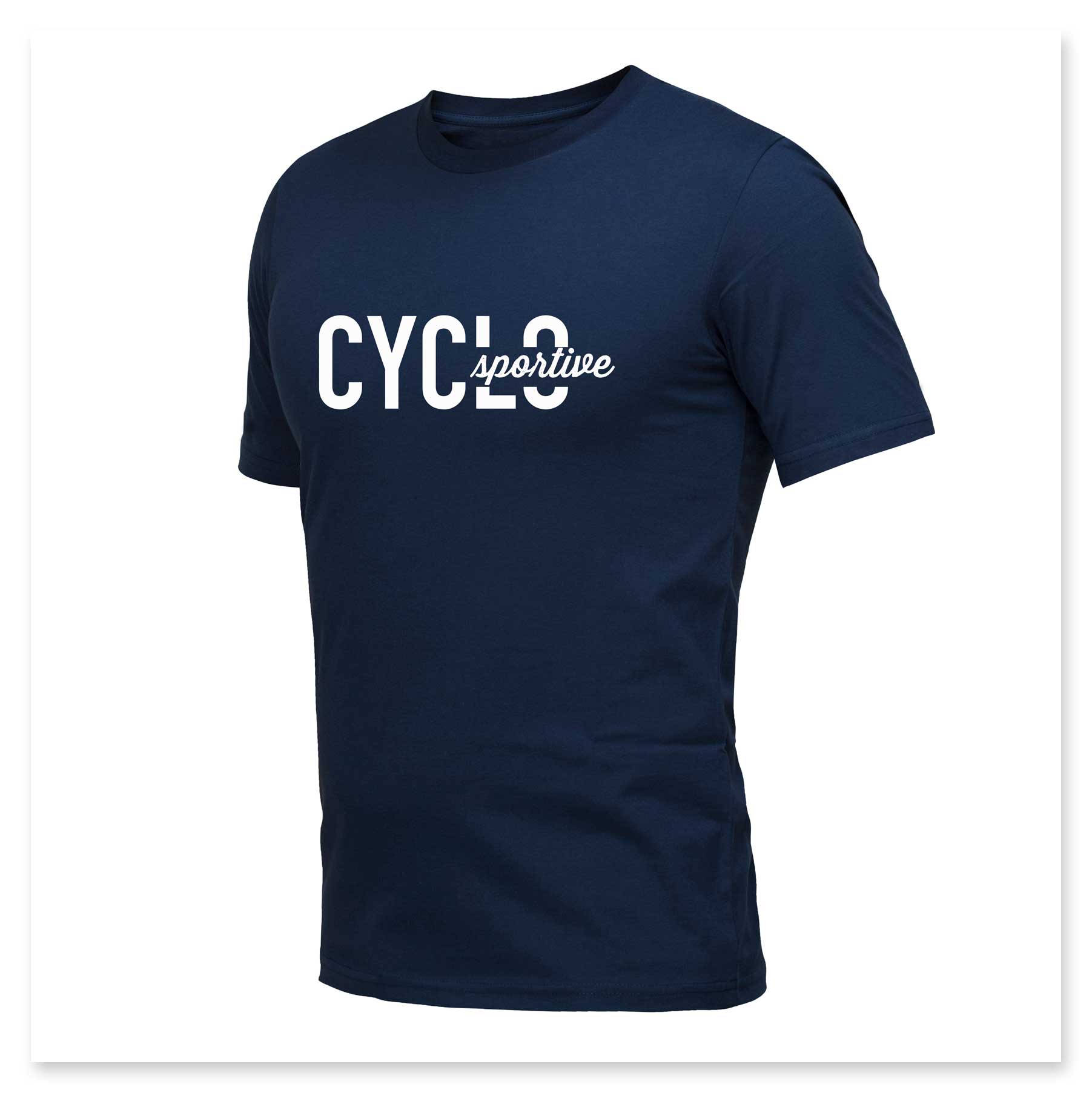 Een blauw t-shirt met het woord cyclus erop