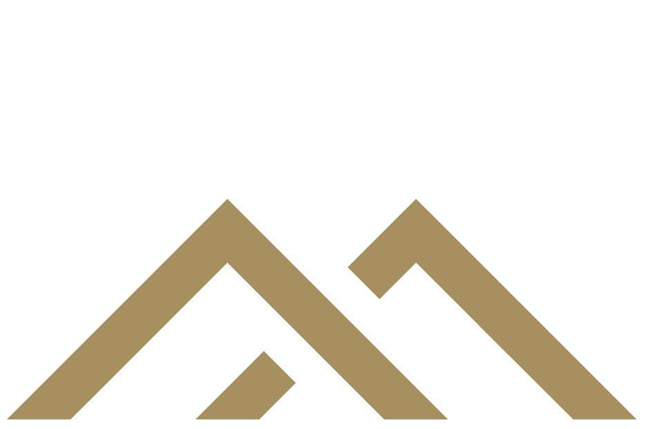 Een logo voor een bedrijf dat op een berg lijkt.