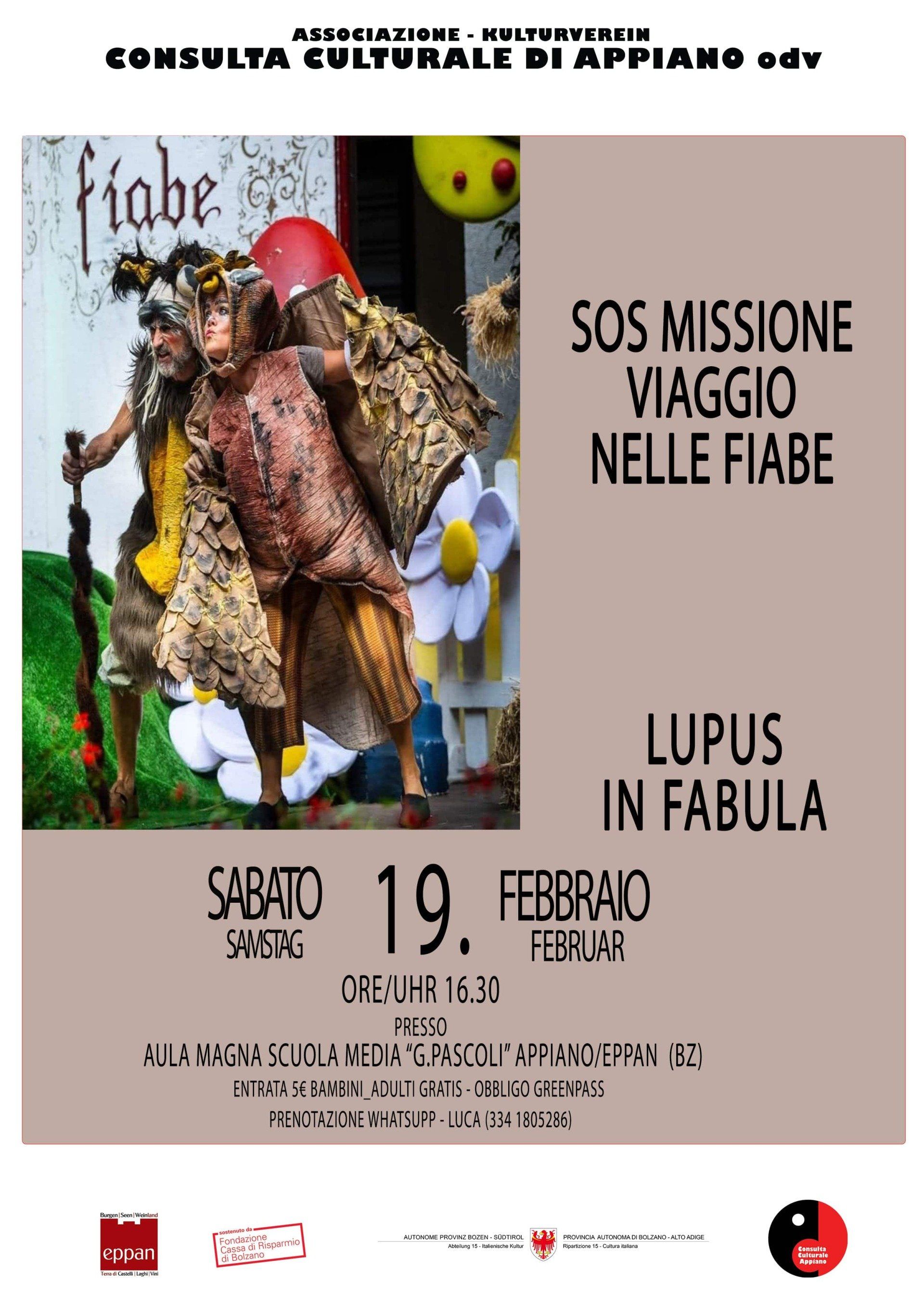 Locandina evento ad Appiano SOS Missione Viaggio nelle Fiabe.