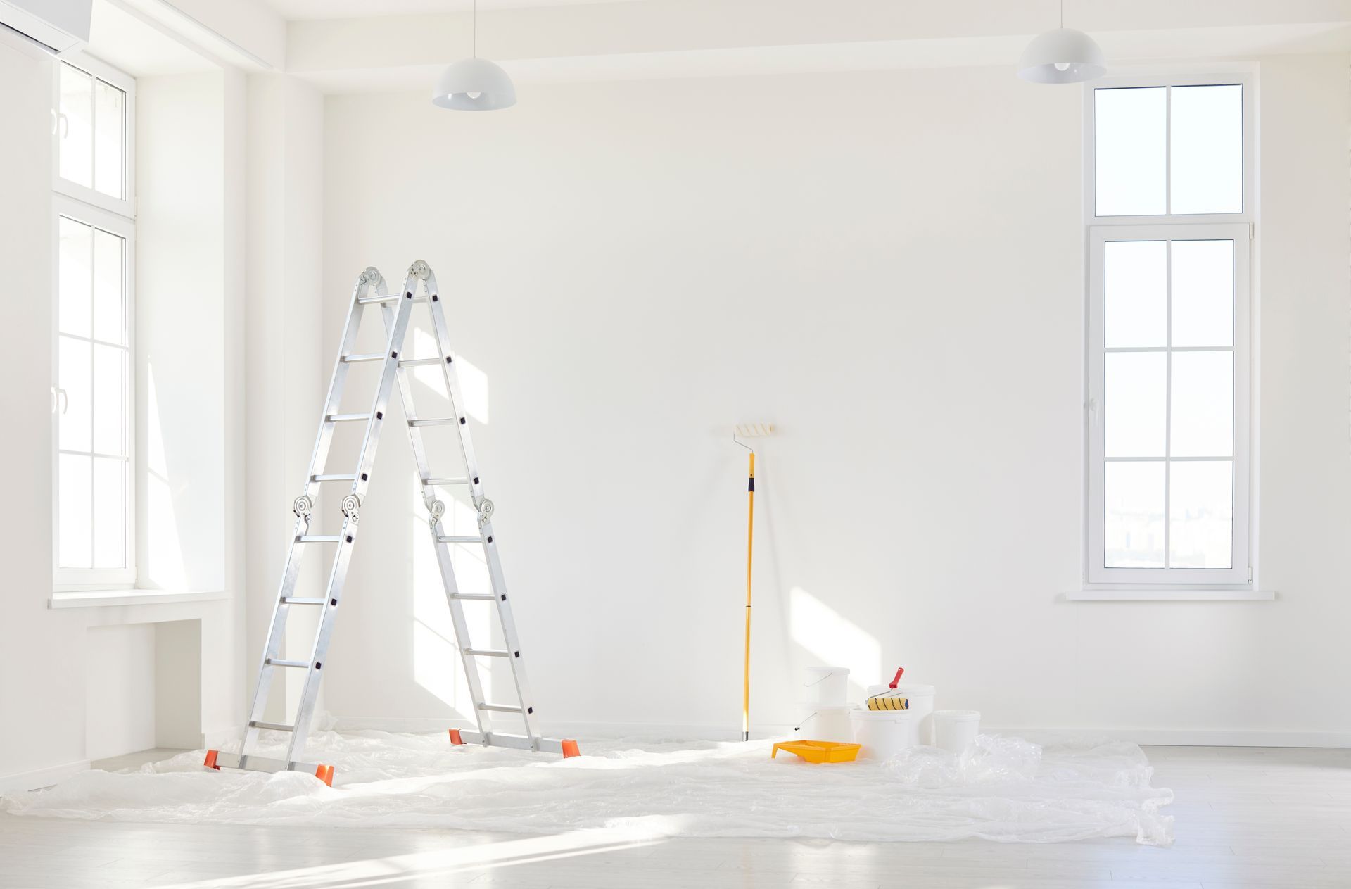 Room With Ladder, Painting Supplies, and Rug — G.N Painting and Decorating in Port Macquarie, NSW