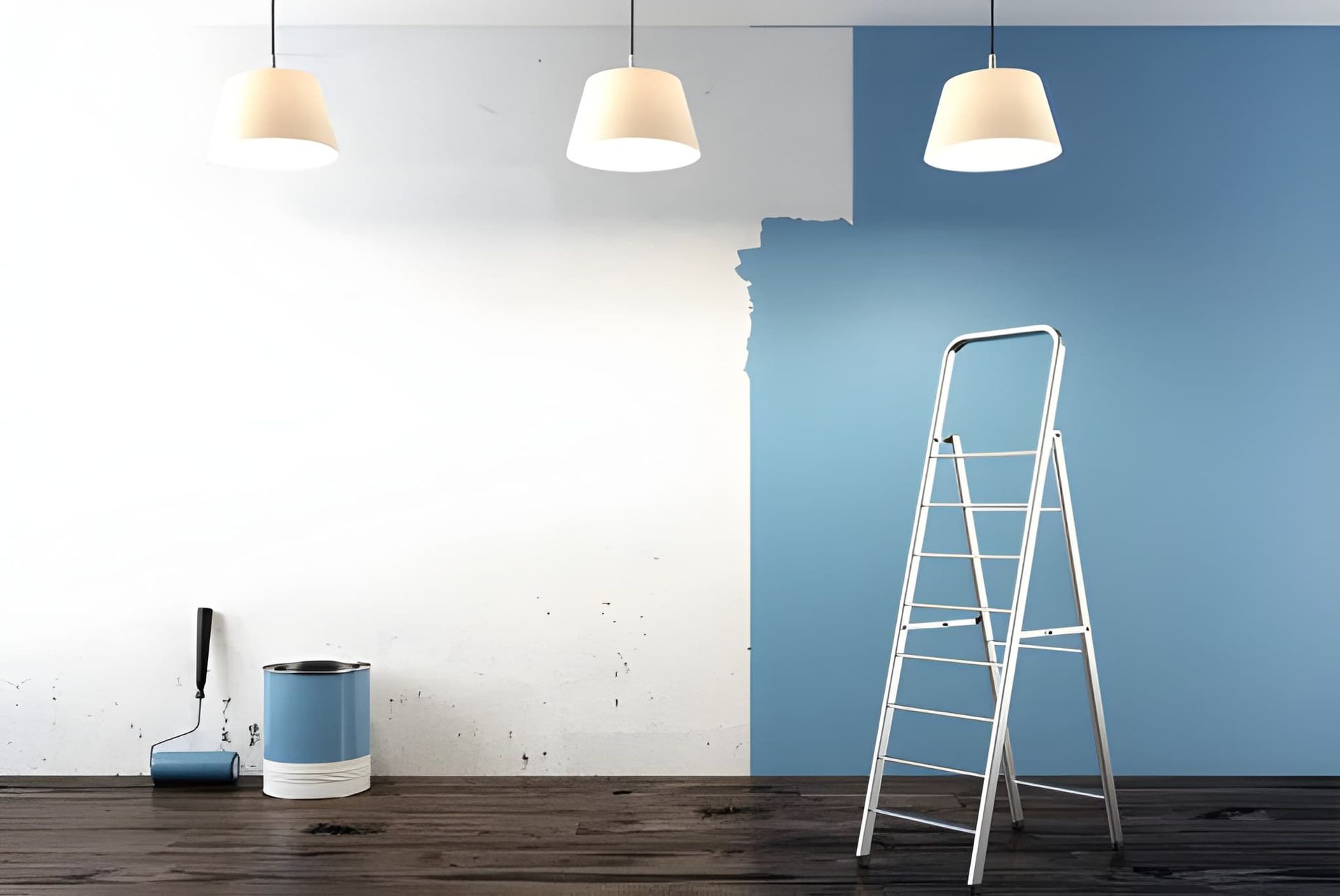 Wall Being Painted Blue — G.N Painting and Decorating in Port Macquarie, NSW