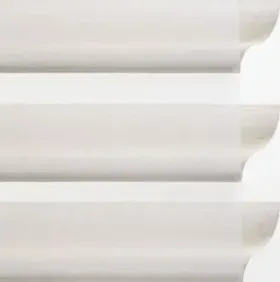Close-up of three white, horizontal pleats, possibly from a blind or window covering.