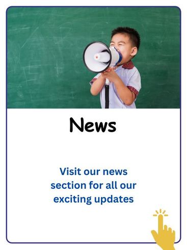 A child is holding a megaphone in front of a blackboard.