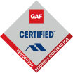 The logo for a certified residential roofing contractor.