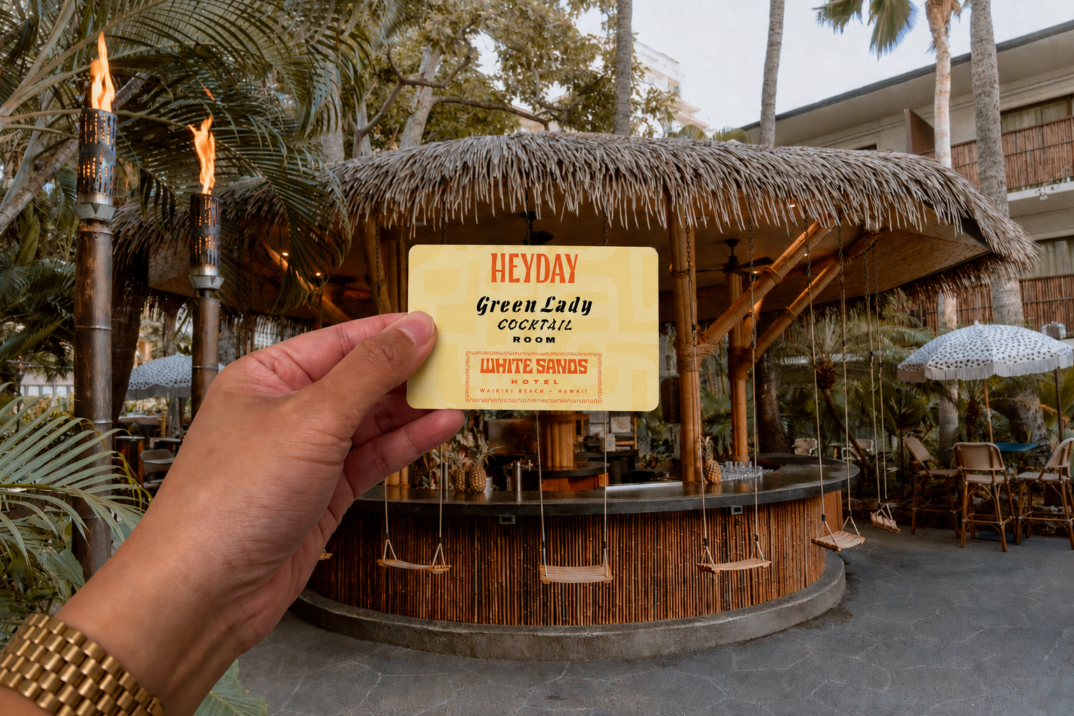 Gift card in front of Heyday