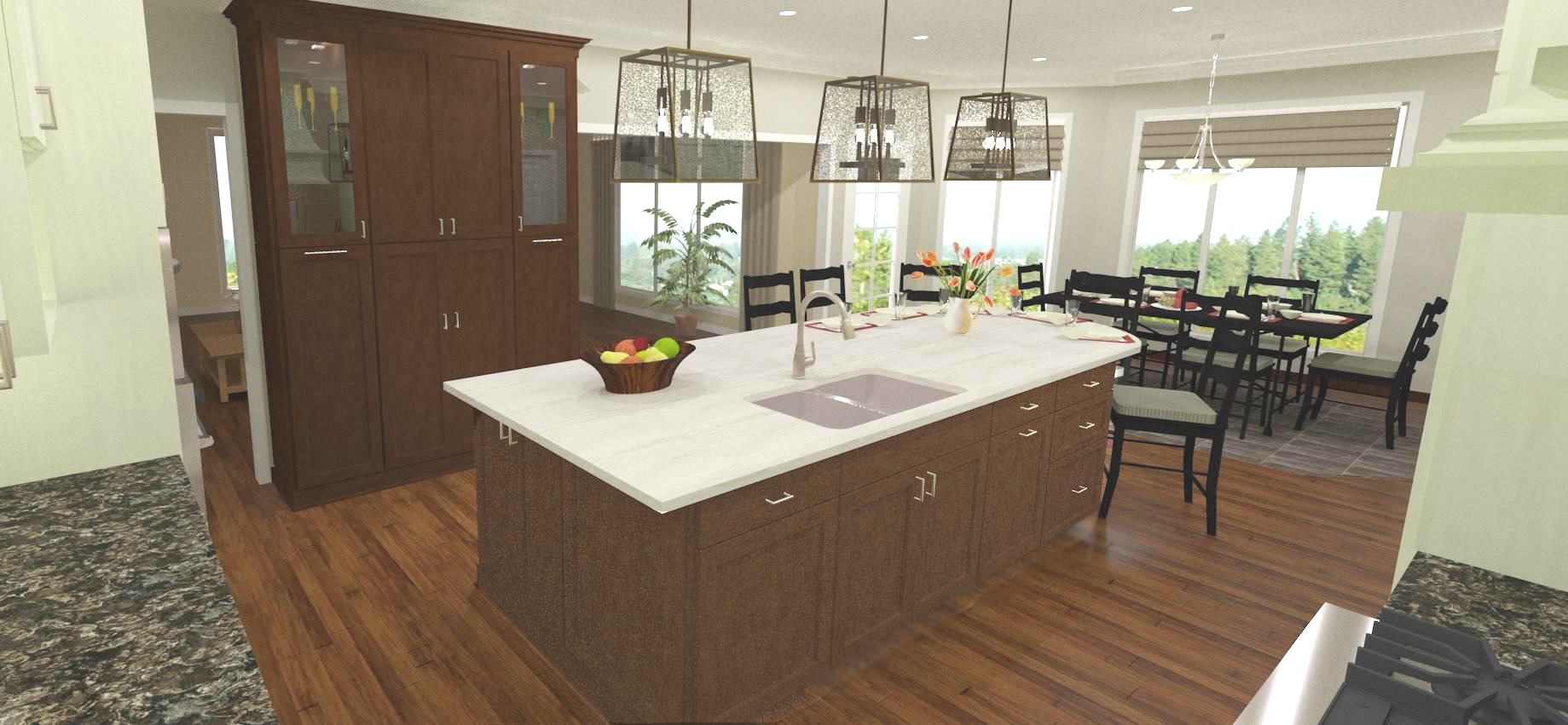 Long Grove Kitchen Remodel rendering with island option