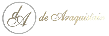 Logotipo con monograma dorado, emblema circular y texto cursivo “de Araquistain” sobre fondo blanco.
