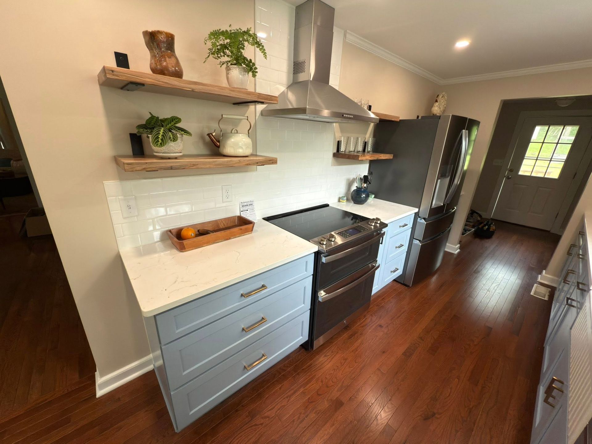 blue cabinet kitchen