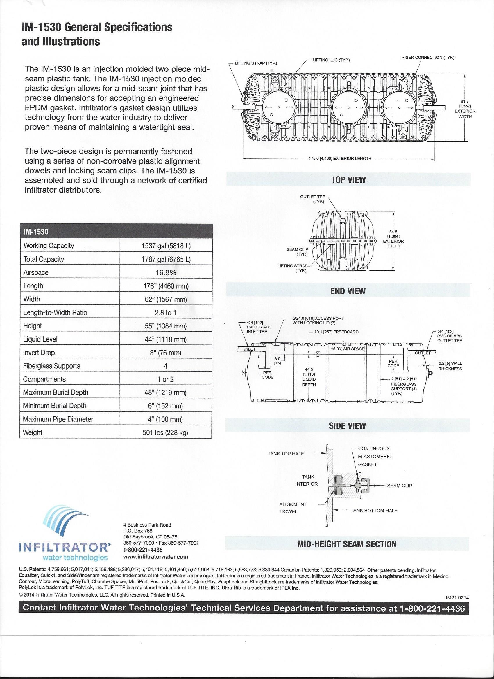 IM-1530 General Specifications — Snyder Twp, PA — Ray Burial Vault Co