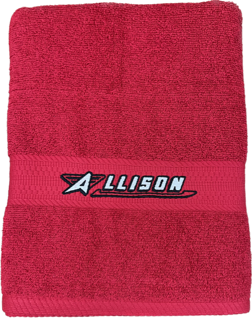 Red towel with embroidered 