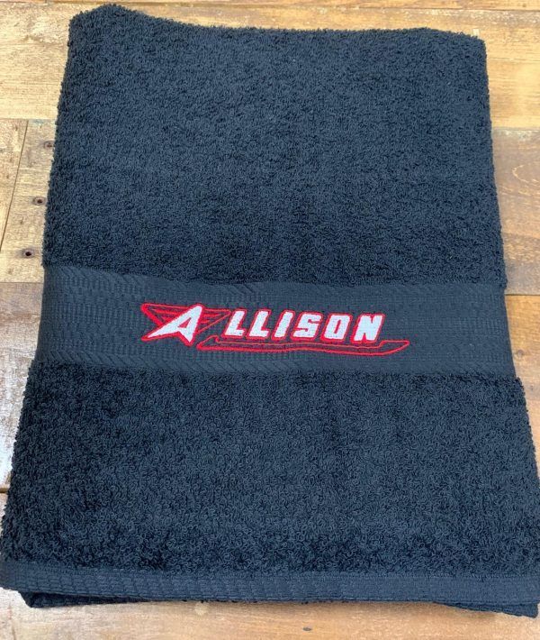 Black towel folded, with 