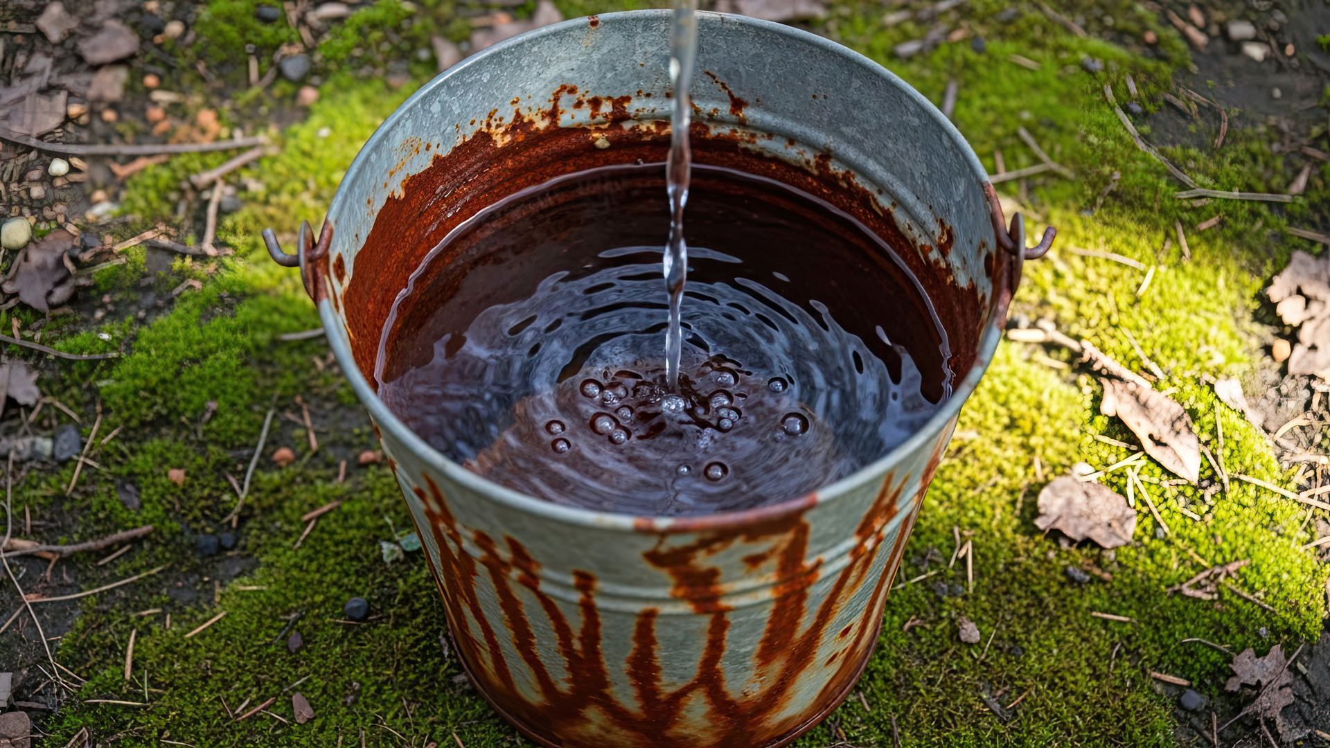 Bucket filled with water, highlighting reliable water well service and clean water access. 