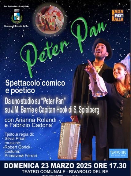 Locandina, manifesto evento, comune di Rivarolo del Re, Cremona, Peter Pan