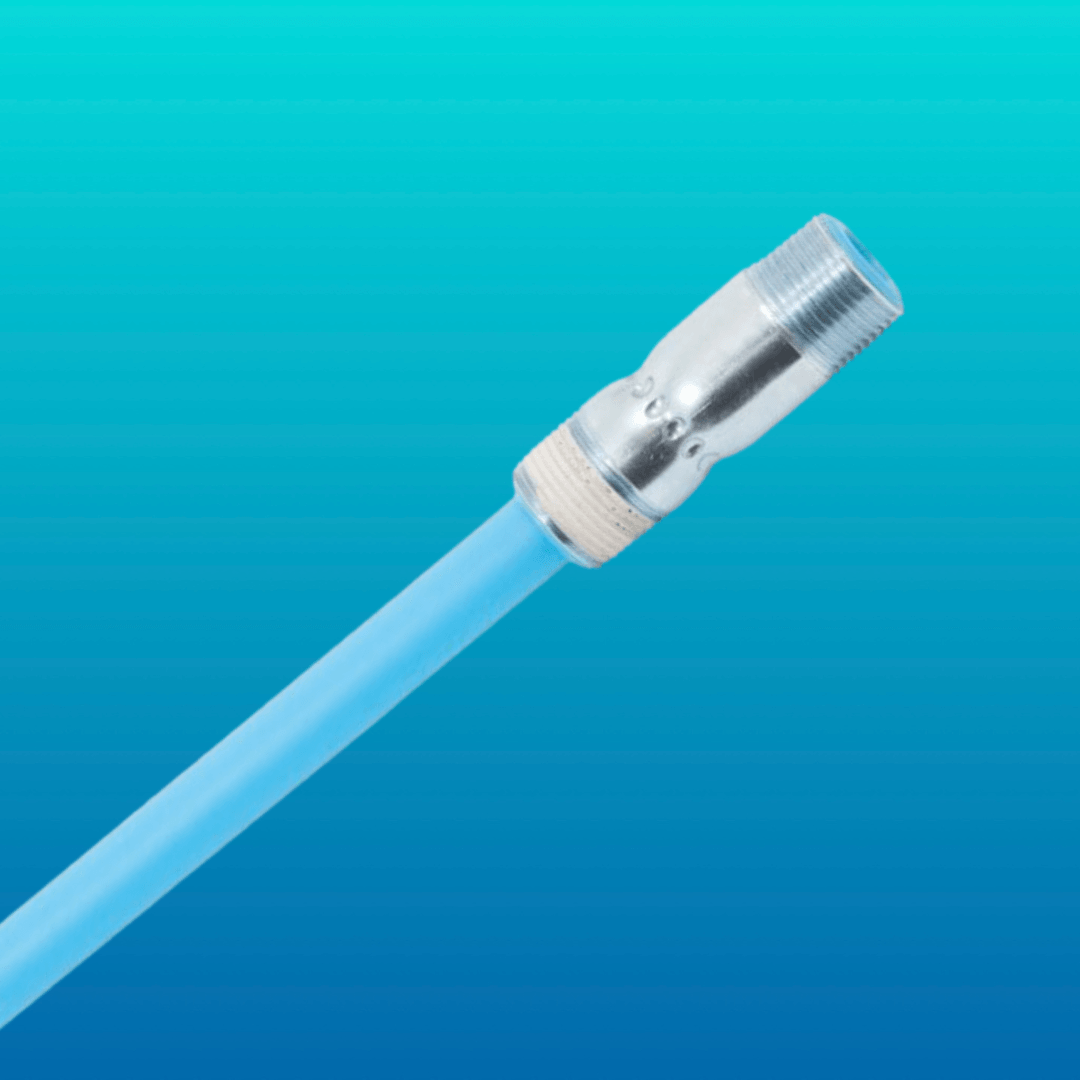 Water heater dip tube on blue ombre background