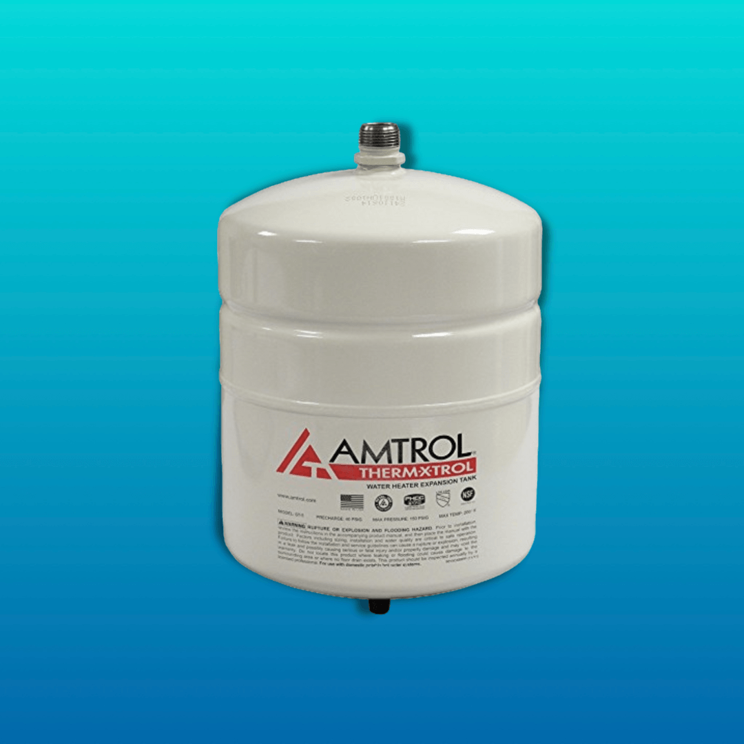 Water heater expansion tank on blue ombre background