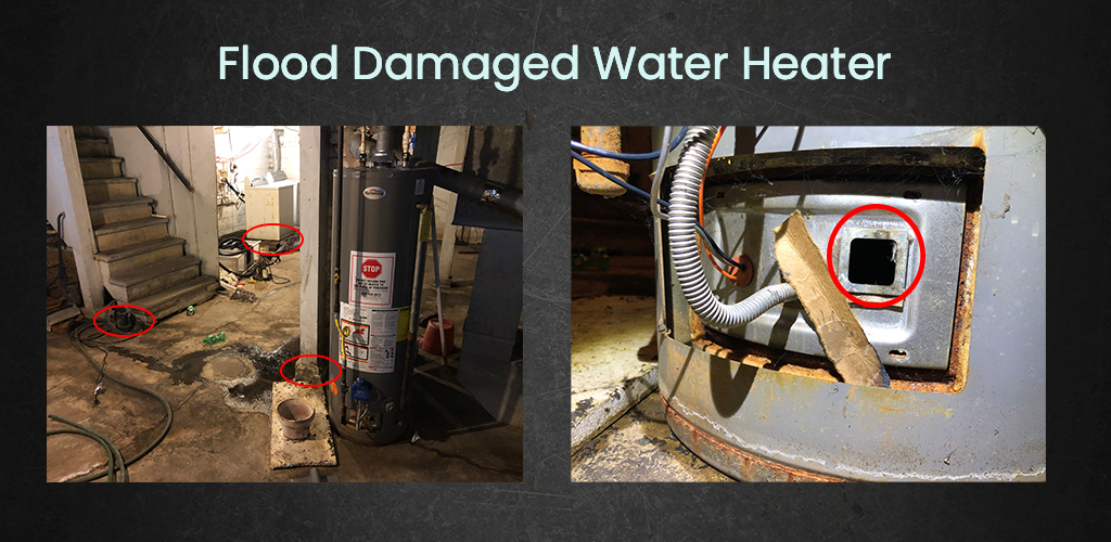 Evidence of Flood Damaged Water Heater