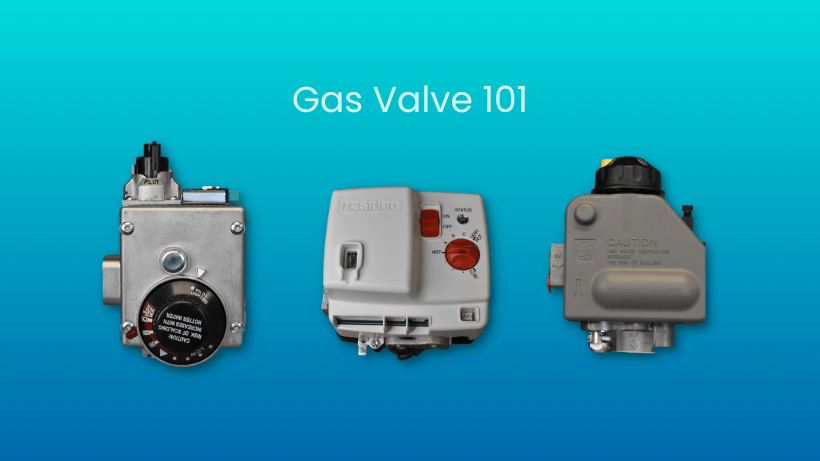 Three Different Types of Water Heater Gas Valves with Text 